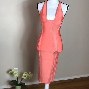 House of CB FAYEZ
SALMON BANDAGE AND MESH BUST